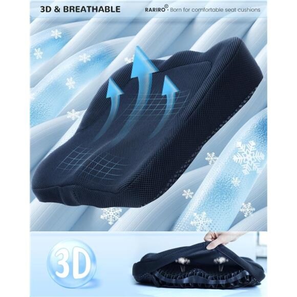 Thick Gel Seat Cushion Chair Pad Wheelchair Office Car Coccyx Sciatica Relief - Picture 4 of 7